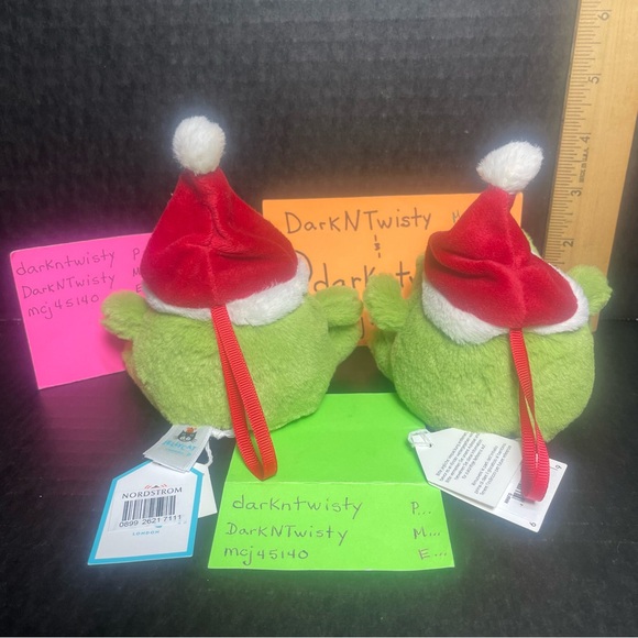 ONE RETIRED BNWT JELLYCAT RICKY RAIN FROG SANTA PLUSH ORNAMENT - Picture 4 of 10